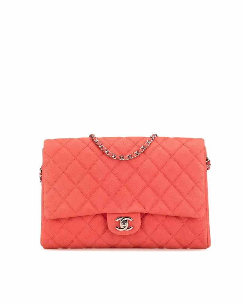Shoulder Bags*Chanel Preloved Quilted Leather Flap Shoulder Bag with Chain Strap and Twist Red
