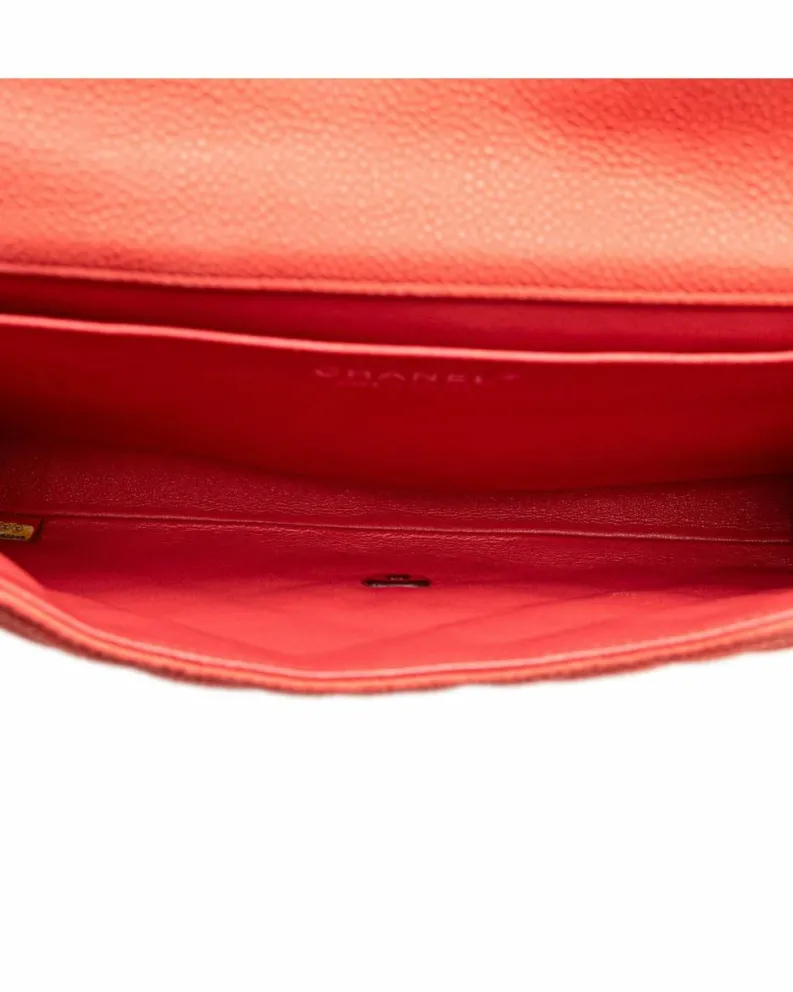 Shoulder Bags*Chanel Preloved Quilted Leather Flap Shoulder Bag with Chain Strap and Twist Red