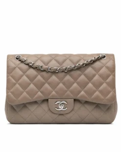 Shoulder Bags*Chanel Preloved Quilted Leather Double Flap Shoulder Bag with Chain Straps Brown