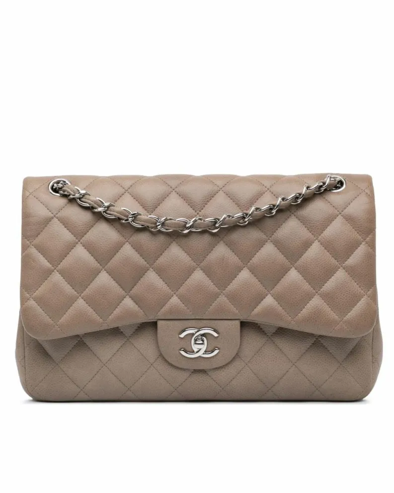 Shoulder Bags*Chanel Preloved Quilted Leather Double Flap Shoulder Bag with Chain Straps Brown