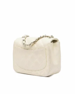 Cross-Body Bags*Chanel Preloved Quilted Leather Crossbody Bag with Chain Strap and CC White