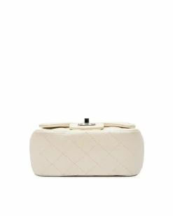 Cross-Body Bags*Chanel Preloved Quilted Leather Crossbody Bag with Chain Strap and CC White
