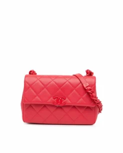 Cross-Body Bags*Chanel Preloved Quilted Leather Crossbody with Chain Strap Pink