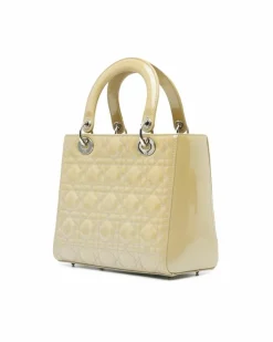 Shoulder Bags*Dior Preloved Quilted Patent Leather Handbag with Detachable Shoulder Strap Brown