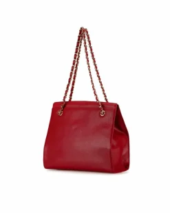 Tote Bags*Chanel Preloved Caviar Leather Tote Bag Authentic Tote Bag Red
