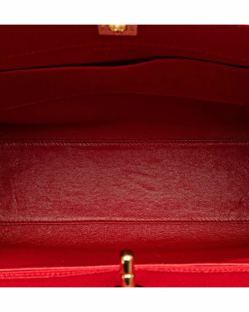 Tote Bags*Chanel Preloved Caviar Leather Tote Bag Authentic Tote Bag Red