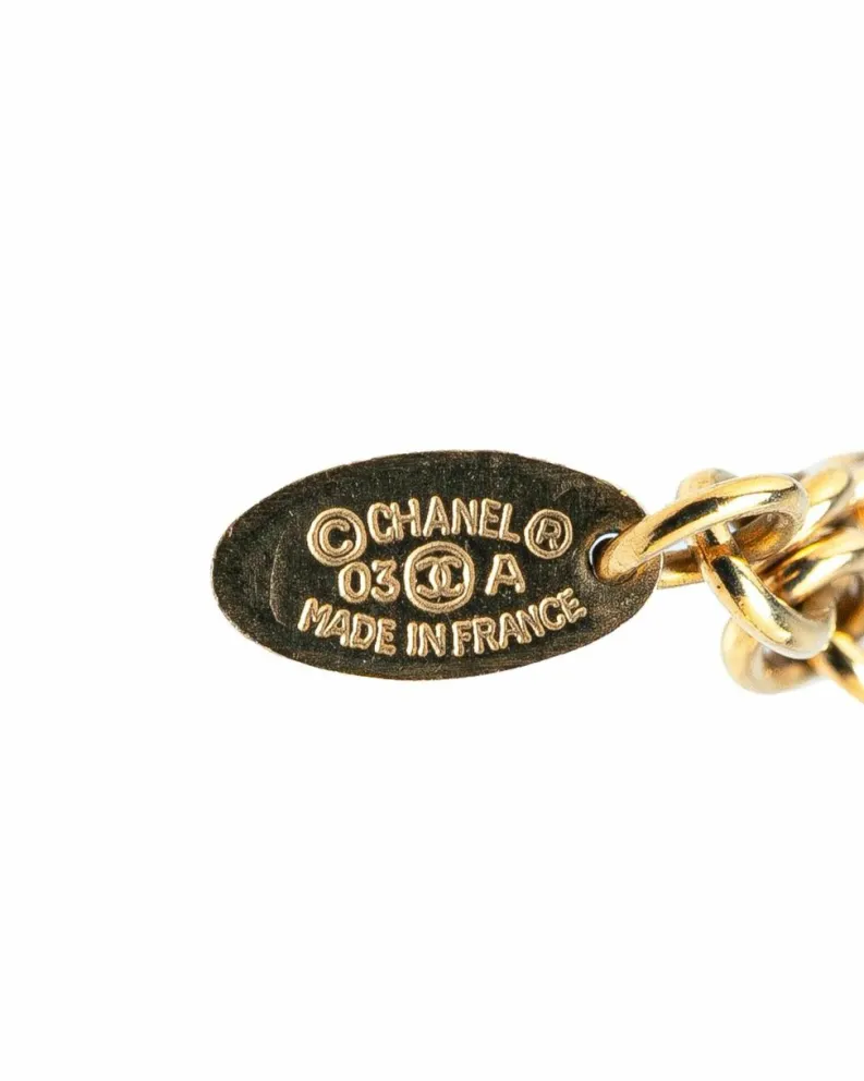 Necklaces*Chanel Preloved Resin Square Pendant Necklace with Gold-Tone Chain White