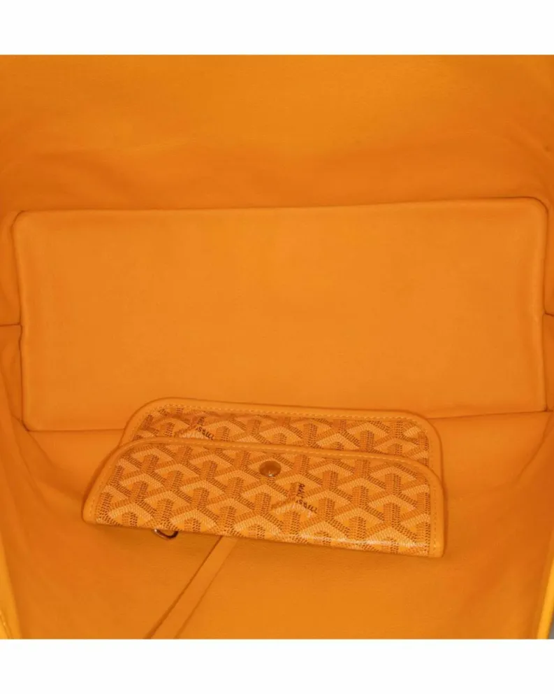 Tote Bags*Goyard Preloved Reversible Coated Canvas Tote with Leather Trim and Flat Yellow