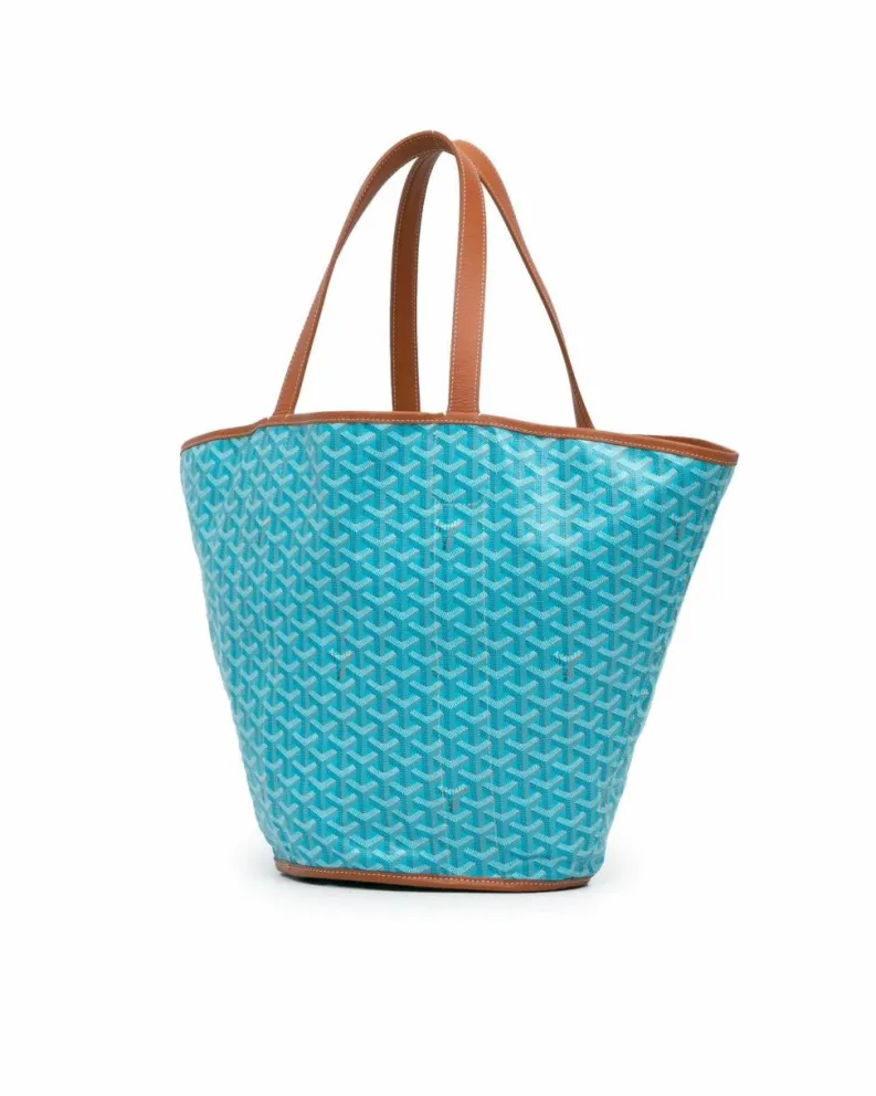 Tote Bags*Goyard Preloved Reversible Coated Canvas Tote with Leather Trim and Flat Blue