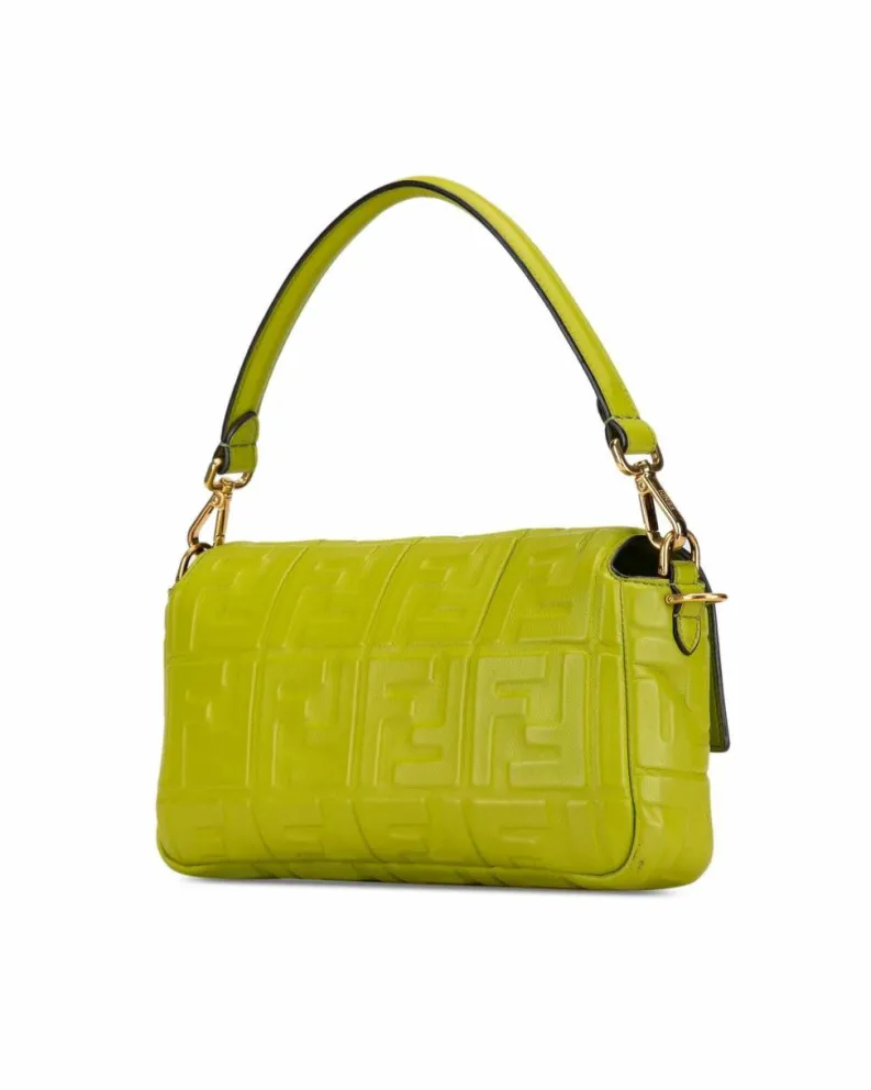 Cross-Body Bags*Fendi Preloved Roma Lime Leather Shoulder Bag Authentic Roma Green