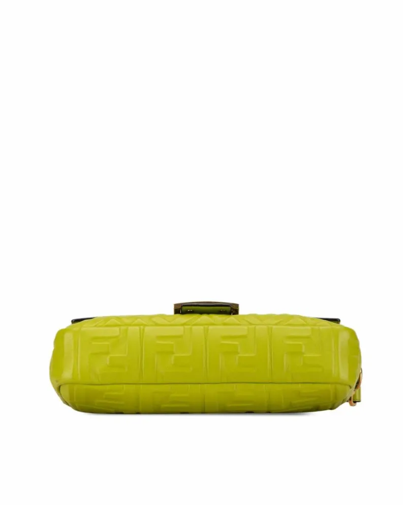 Cross-Body Bags*Fendi Preloved Roma Lime Leather Shoulder Bag Authentic Roma Green