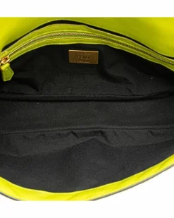 Cross-Body Bags*Fendi Preloved Roma Lime Leather Shoulder Bag Authentic Roma Green