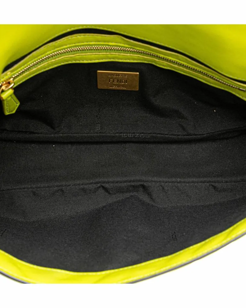 Cross-Body Bags*Fendi Preloved Roma Lime Leather Shoulder Bag Authentic Roma Green