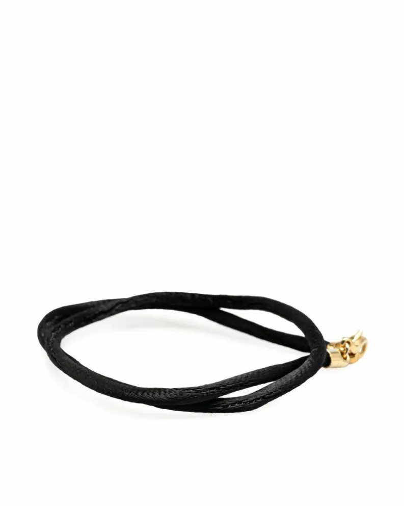 Necklaces*Dior Preloved Rope Strap Choker Necklace with Lobster Clasp Closure Black