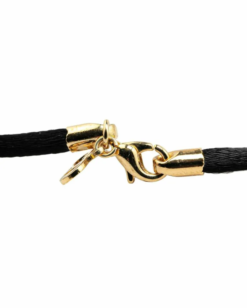 Necklaces*Dior Preloved Rope Strap Choker Necklace with Lobster Clasp Closure Black
