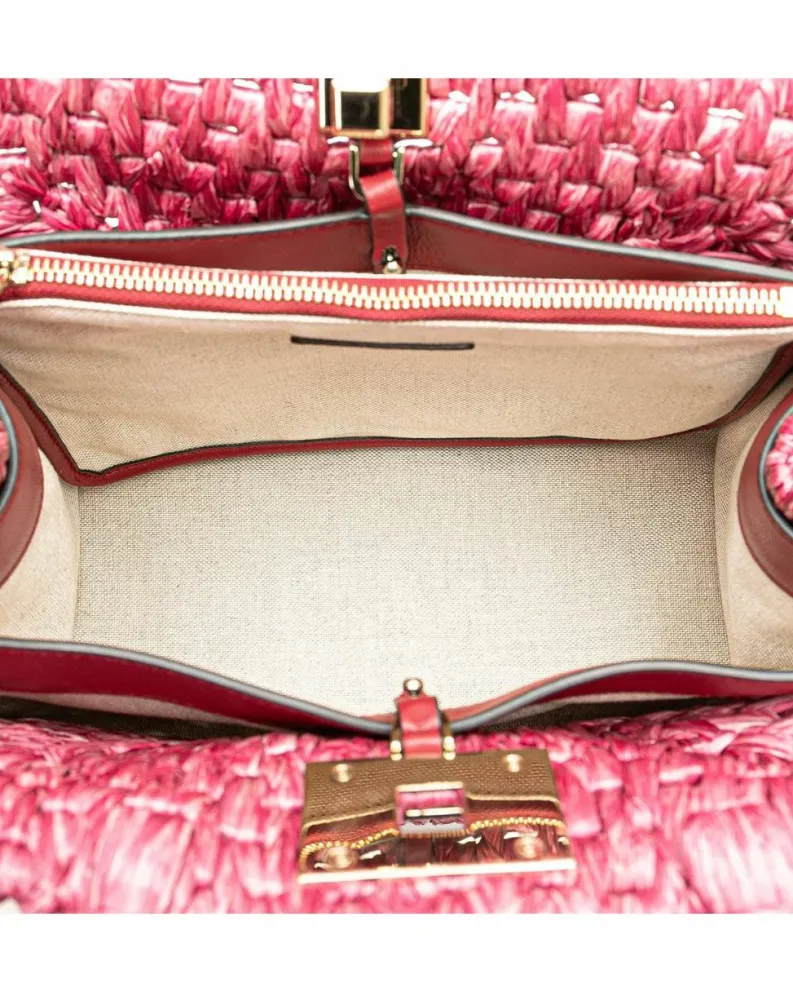 Tote Bags*Ferragamo Preloved Salvatore Studio Straw Tote Bag - Pink