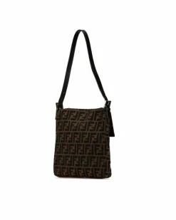 Shoulder Bags*Fendi Preloved Selleria Shoulder Bag Leather and Canvas Brown