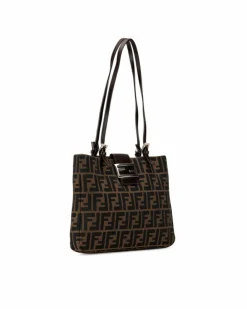 Tote Bags*Fendi Preloved Selleria Zucca Monogram Tote Bag Brown