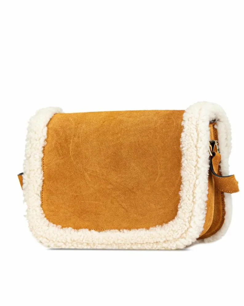 Cross-Body Bags*Gucci Preloved Shearling Trimmed Suede Crossbody Bag with Horsebit Detail Brown