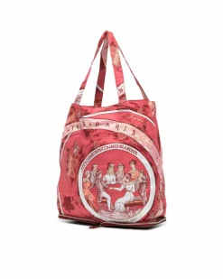 Tote Bags*Hermes Preloved Silky Pop Tote with Leather Casing and Zip Closure Red