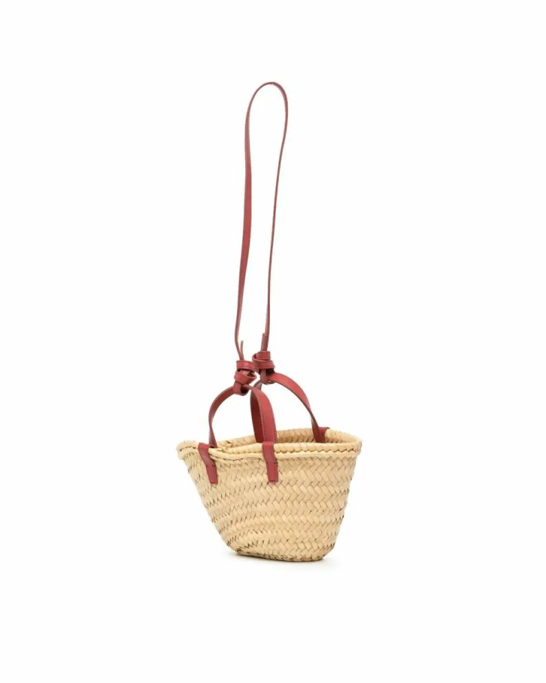 Tote Bags*Celine Preloved Small Cabas Phantom Raffia Tote Bag in NaturalRed Brown