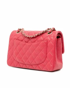 Shoulder Bags*Chanel Preloved Small Classic Double Flap Quilted Leather Shoulder Bag Pink