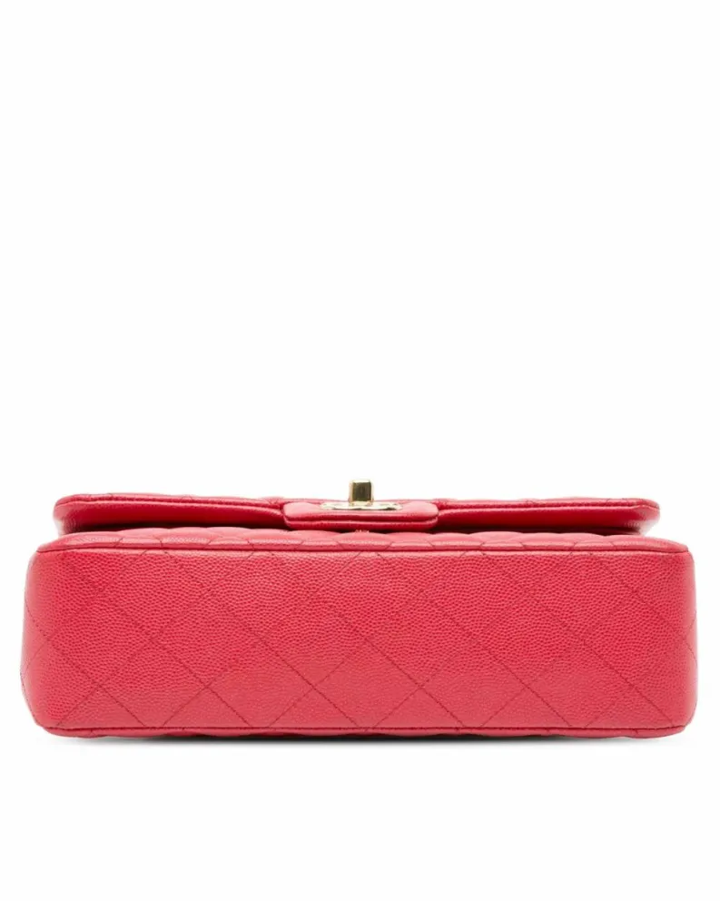 Shoulder Bags*Chanel Preloved Small Classic Double Flap Quilted Leather Shoulder Bag Pink