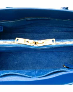 Shoulder Bags*Saint Laurent Preloved Small Leather Sac De Jour Satchel with Detachable Shoulder Blue
