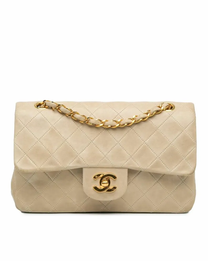 Shoulder Bags*Chanel Preloved Small Quilted Lambskin Double Flap Shoulder Bag with Chain Brown