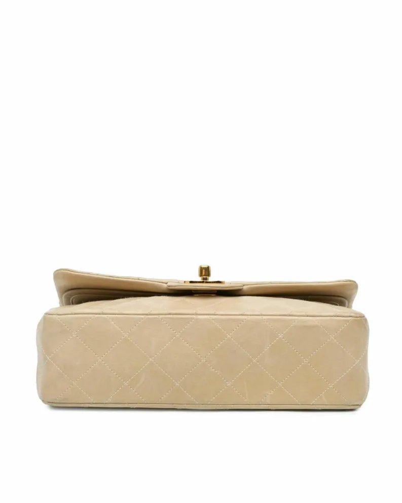 Shoulder Bags*Chanel Preloved Small Quilted Lambskin Double Flap Shoulder Bag with Chain Brown