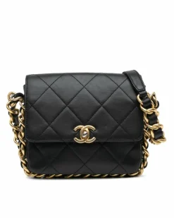 Cross-Body Bags*Chanel Preloved Small Quilted Leather Chain Flap Crossbody Bag Black