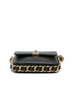 Cross-Body Bags*Chanel Preloved Small Quilted Leather Chain Flap Crossbody Bag Black