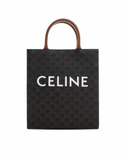 Tote Bags*Celine Preloved Small Vertical Tote with Detachable Strap and Interior Zip Black