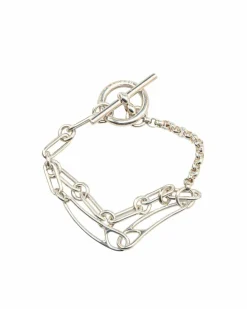 Bracelets*Hermes Preloved Sterling Toggle Closure Punk Bracelet Silver