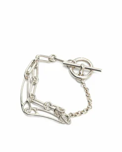 Bracelets*Hermes Preloved Sterling Toggle Closure Punk Bracelet Silver