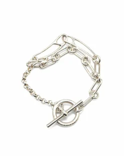 Bracelets*Hermes Preloved Sterling Toggle Closure Punk Bracelet Silver