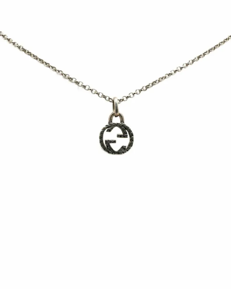 Necklaces*Gucci Preloved Sterling G Pendant Necklace with Spring Ring Closure Silver