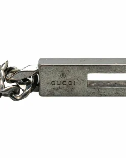 Necklaces*Gucci Preloved Sterling G Bar Pendant Necklace with Lobster Clasp Silver