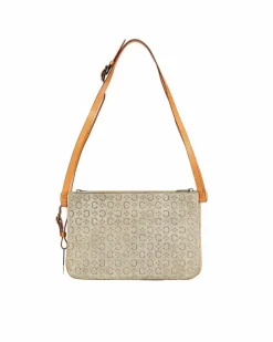 Cross-Body Bags*Celine Preloved Suede Double Zip Crossbody Bag with Silver-Tone Hardware Brown
