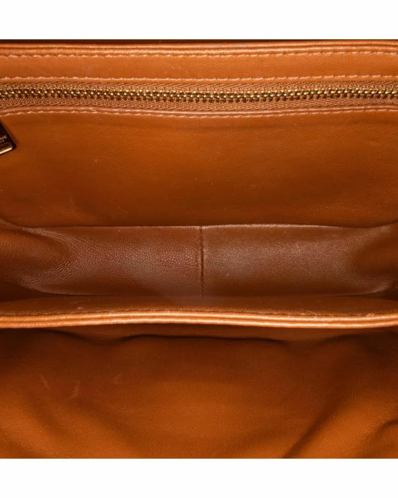 Cross-Body Bags*Celine Preloved Teen Coated Canvas Crossbody Bag with Leather Trim and Push Brown