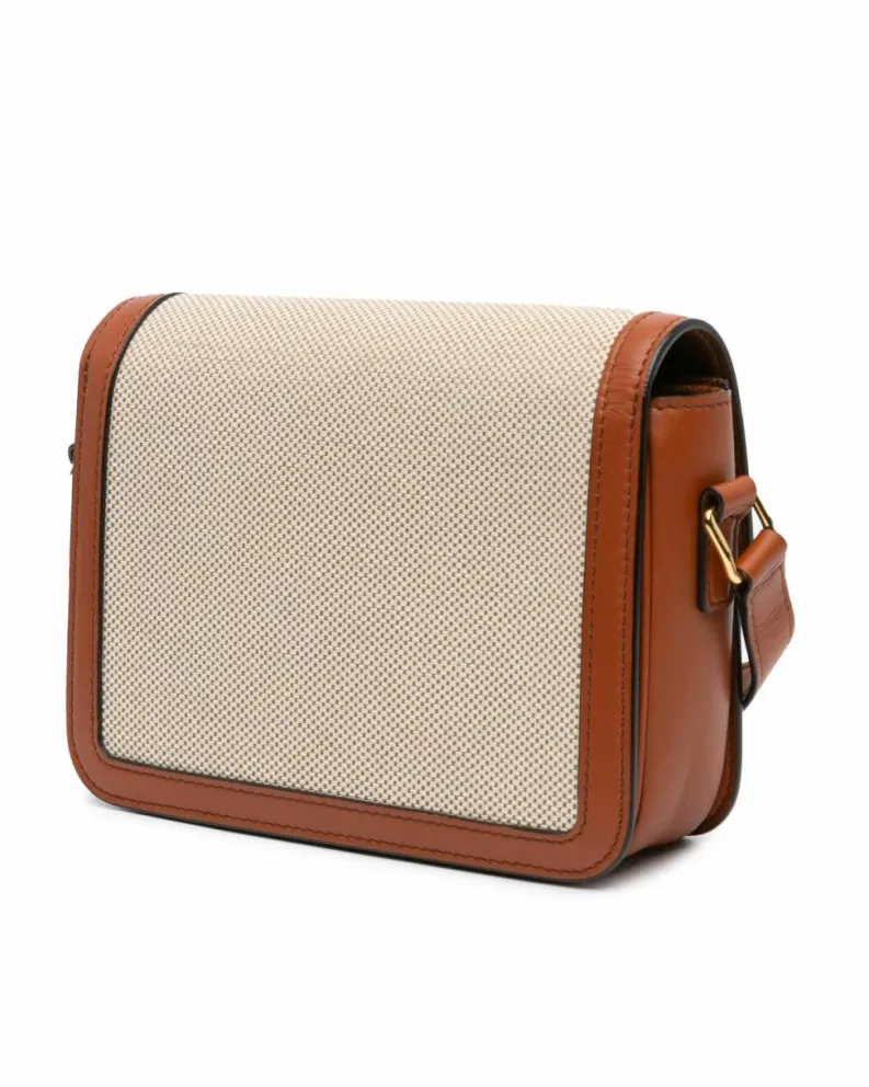 Cross-Body Bags*Celine Preloved Teen Triomphe Canvas Crossbody Bag with Leather Trim Brown