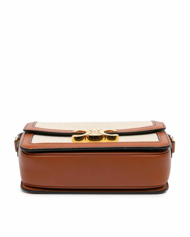 Cross-Body Bags*Celine Preloved Teen Triomphe Canvas Crossbody Bag with Leather Trim Brown