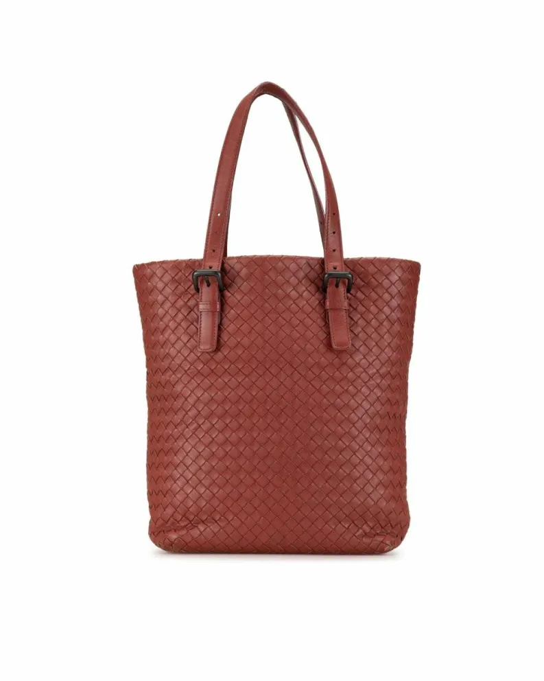 Tote Bags*Bottega Veneta Preloved The Pouch Intrecciato Leather Tote Bag Red