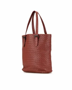 Tote Bags*Bottega Veneta Preloved The Pouch Intrecciato Leather Tote Bag Red