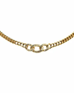 Necklaces*Dior Preloved Tribales tone Metal Necklace with Crystal Accents Gold