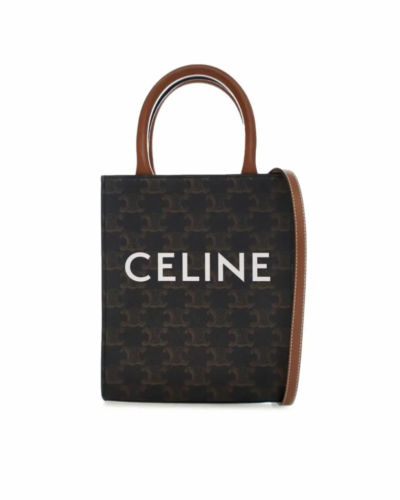 Tote Bags*Celine Preloved Triomphe Canvas Small Tote Bag Brown