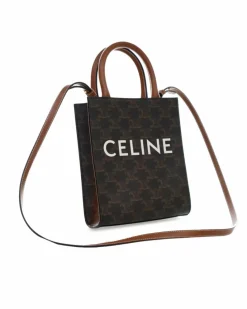 Tote Bags*Celine Preloved Triomphe Canvas Small Tote Bag Brown