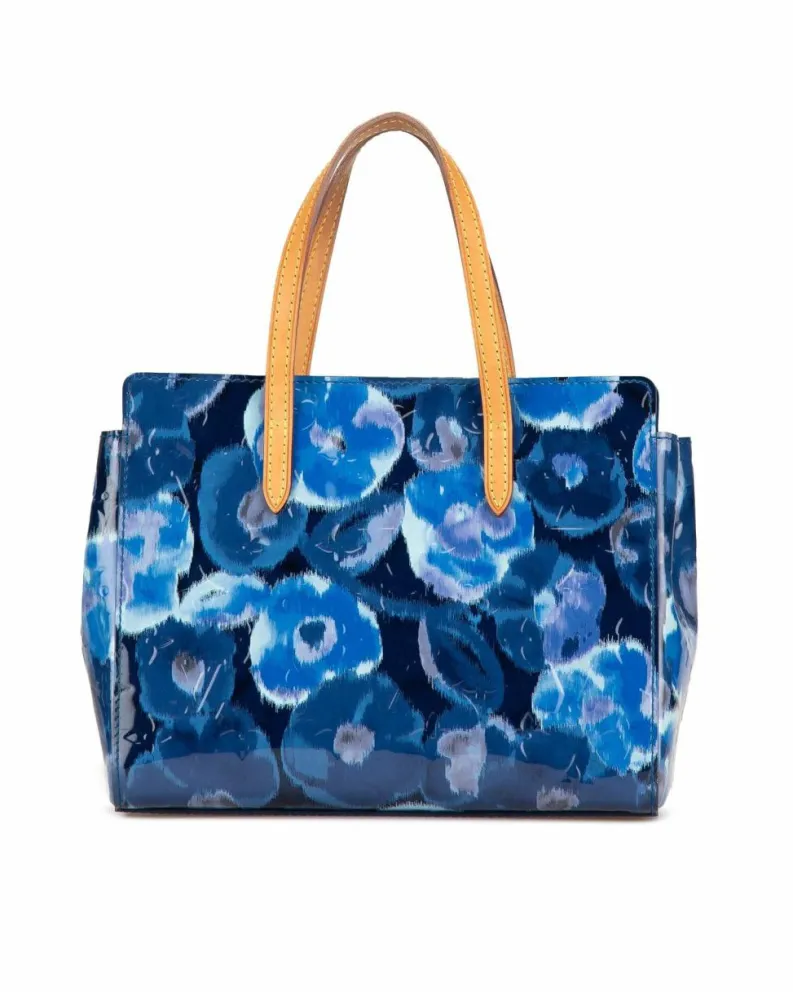 Tote Bags*Louis Vuitton Preloved Vernis Ikat Tote with Vachetta Leather Handles Blue