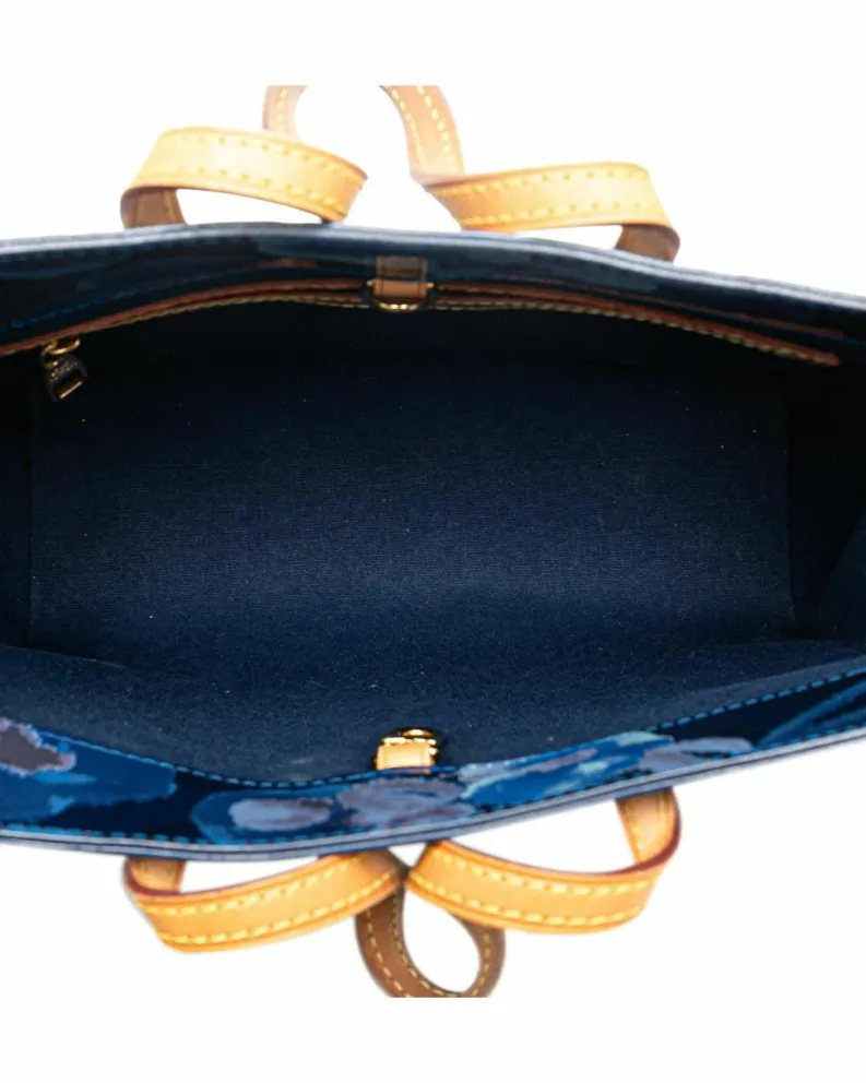 Tote Bags*Louis Vuitton Preloved Vernis Ikat Tote with Vachetta Leather Handles Blue