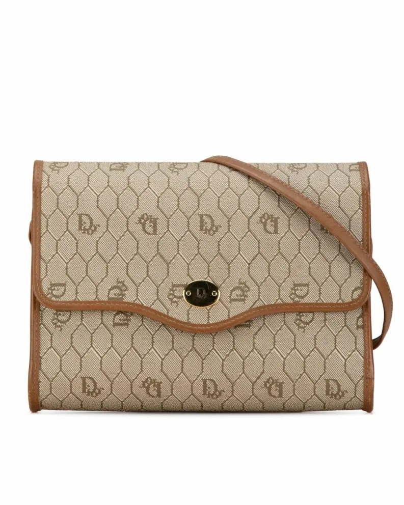 Cross-Body Bags*Dior Preloved Vintage Beige Canvas Crossbody Bag Brown